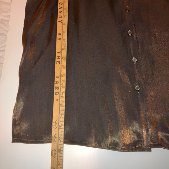 Vintage Karen Scott II Iridescent Bronze / Brown Blouse Size 1X - Picture 10 of 12
